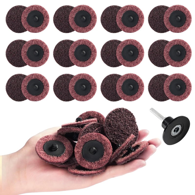 Shawya 25 PCS Sanding Discs 2 Inch Quick Change Roll Lock Disc Die Grinder Sanding Disc Medium Surface Conditioning Discs for Burr Finish Rust Paint Removal - Image 1